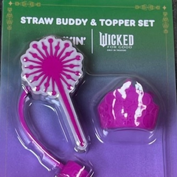 Dunkin Wicked For Good Set of Straw Accessories Witch Broom Lollipop Cup‎ Topper - Picture 3 of 6